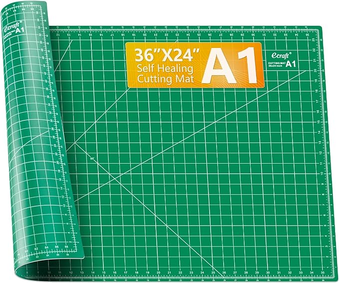 Ecraft 24"x36" Self-Healing Sewing Mat: Large Double Sided Green 5-Ply Hobby Mat, A1 Rotary Cutting Mat for Sewing, Quilting & Fabric Crafts