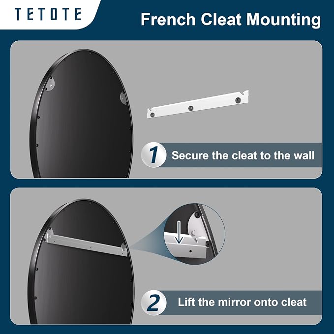 TETOTE Black Oval Bathroom Mirror, 24 x 36 Matte Black Framed Wall Mounted Mirror for Vanity, Modern Decorative Shatterproof Oval Wall Mirrors for Entryway, Living Room, Bedroom