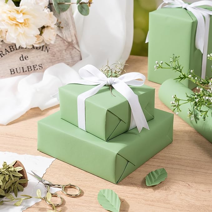 RUSPEPA 30"x 393"(32.8') Dark Green Kraft Wrapping Paper Large Jumbo Roll, Recyclable Green Art Gift Wrap Paper for Christmas Gift Wrapping, Table Covering, Art & Craft Supplies, Bouquet Flower, 80GSM