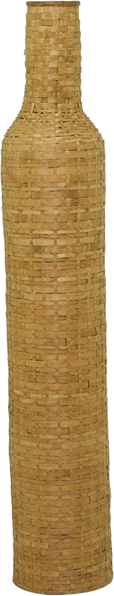 Deco 79 Bamboo Wood Decorative Vase Tall Woven Floor Centerpiece Vase, Flower Vase for Home Decoration 9" x 9" x 48", Brown