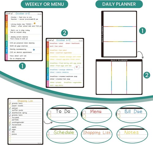 Magnetic Dry Erase List Board by [Brand Name] - 6.5"x8.5" Weekly & Daily Planner with 6 Markers