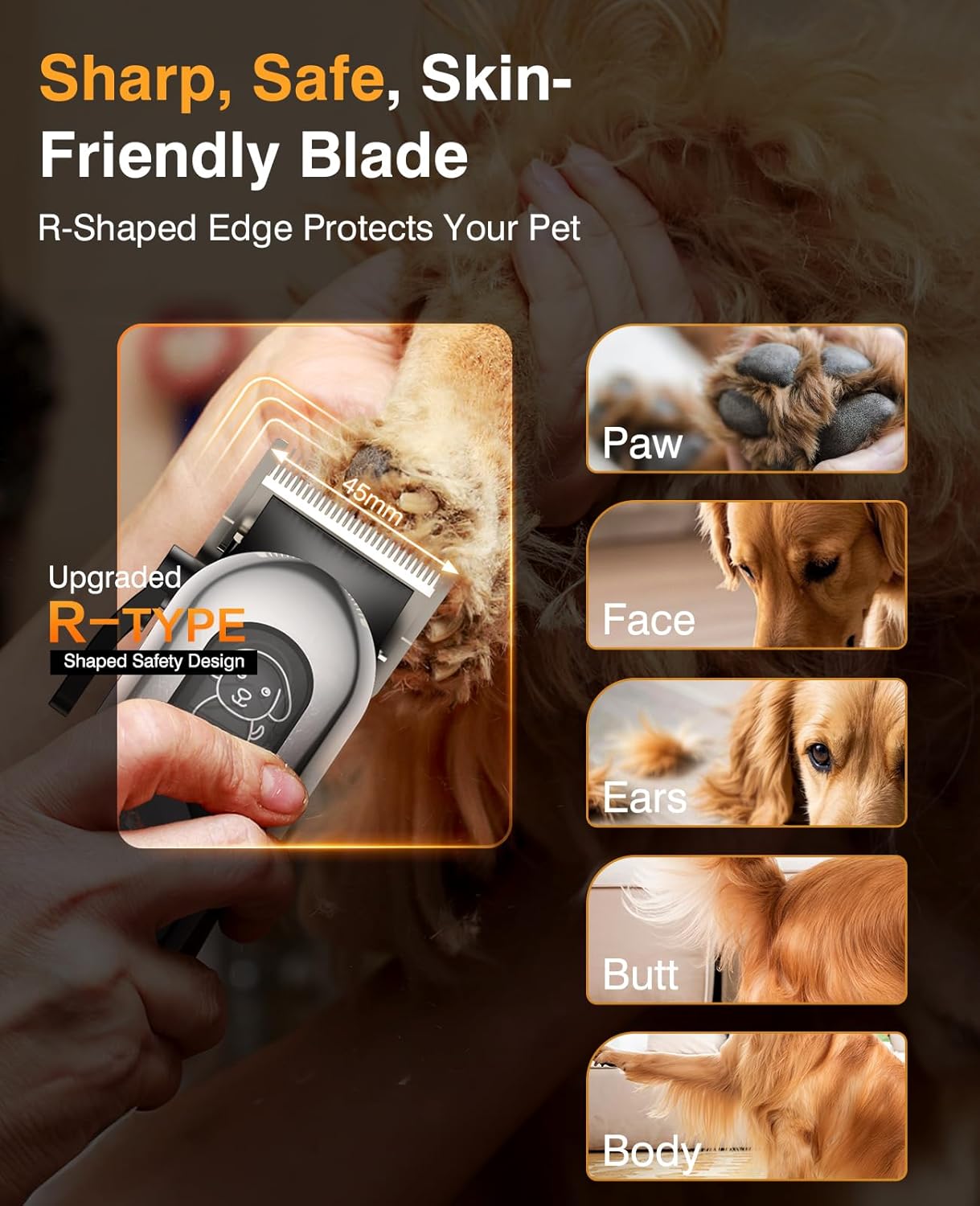 Skiennix Dog Clippers - Professional Grooming Kit for Thick Hair | Low Noise, Cordless Trimmer
