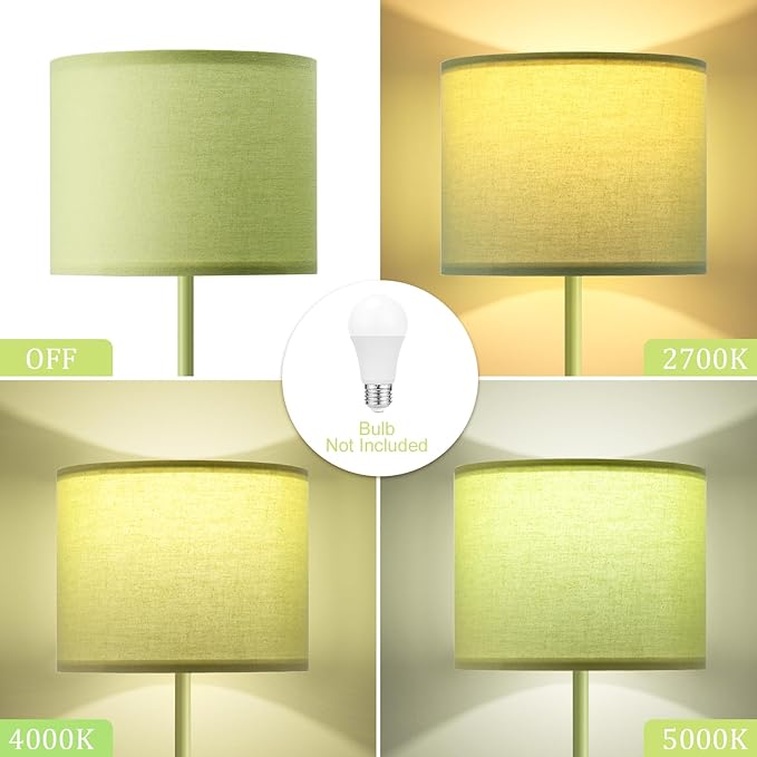 Ambimall 60'' Modern Floor Lamp with Shade, Tall Lamps for Living Room, Bedroom, Office, Dining Room, Light Green Lampshade(Without Bulb)