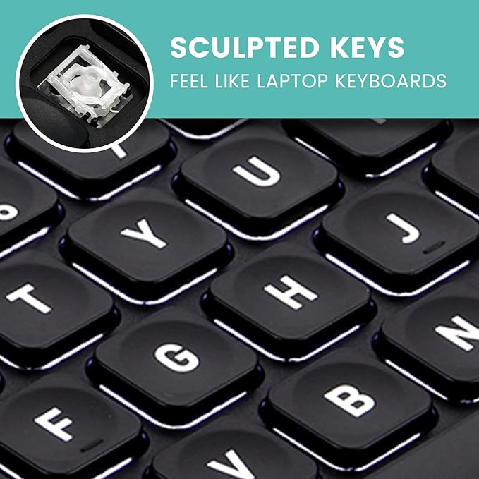 Perixx PERIBOARD-332 Wired Backlit USB Keyboard - Mini 11.22x4.57x0.83 Inches - Slim Scissor Keys with Big Font - White Illuminated LED - US English