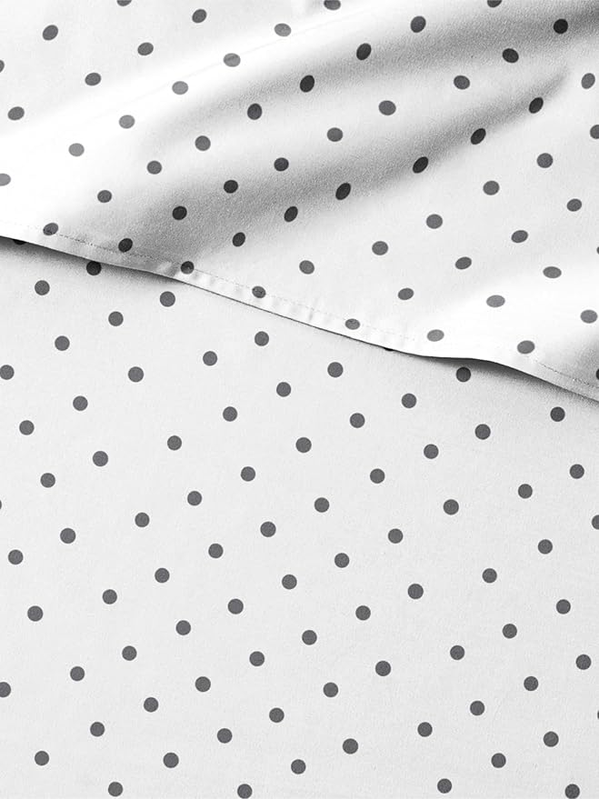 Kids Black Polka Dots Queen 4 Piece Sheet Set - Boys, Girls, Teens, Toddler - Easy Fit Deep Pockets - Breathable, Hotel Quality Sheets - Machine Washable - Wrinkle Free - Cute, Cozy, Soft - CGK Linens