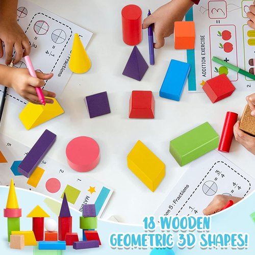 Deekin 36 Pcs 3D Geometric Shapes - Engaging Math Manipulatives for Montessori Learning
