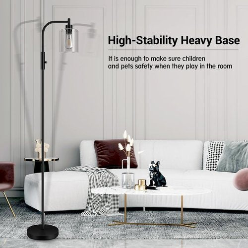 BoostArea Dimmable Floor Lamp - Modern Standing Lamp with Glass Shade & 6W LED Bulb | Ideal for Living Room & Bedroom