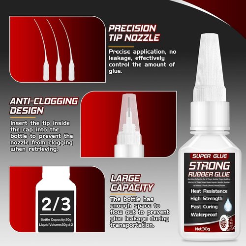 Rubber Glue by [Brand Name] - 30g Heavy-Duty Waterproof Adhesive for Tires, Shoes & Seals | Heat-Resistant