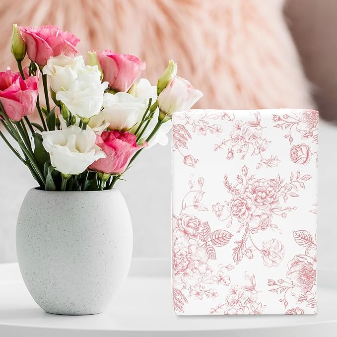 JarThenaAMCS Rose Gold Floral Wrapping Paper - Mini Roll - 17 Inch x 32.8 Ft Vintage Flower Gift Wrap Paper Decorative Art Paper for DIY Crafts Supplies