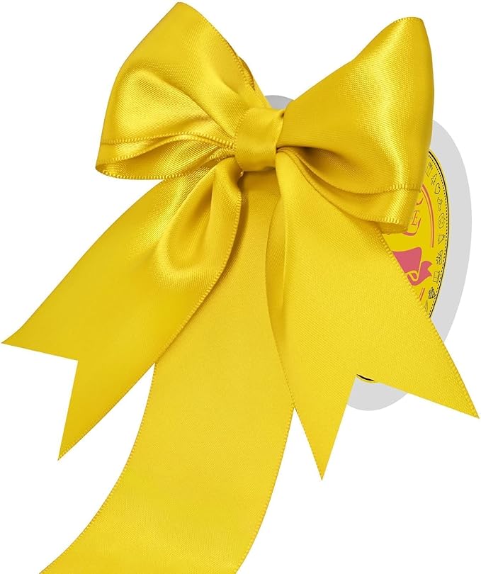 Double Face Maize Yellow Satin Ribbon 2 inch X 25 Yards Polyester Maize Yellow Ribbon for Gift Wrapping Very Suitable for Weddings Party Hair Bow Invitation Decorations and More