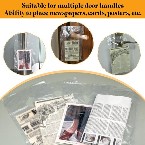 Henoyso Clear Door Hanger Bags - 1000 Pcs Waterproof Plastic for Flyers & Notices | 6 x 9 Inch