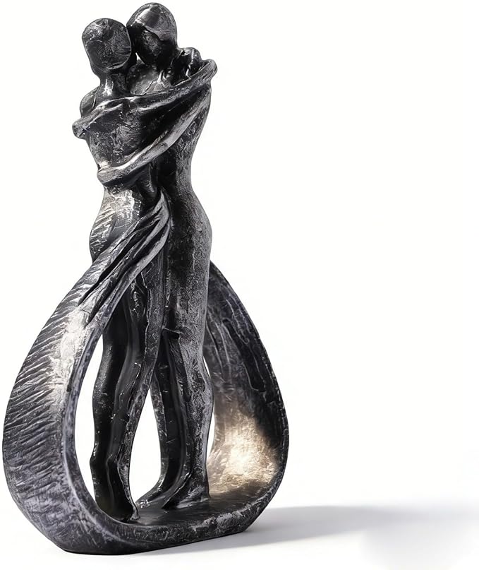 Modern Abstract Couple Statue, Kissing Lovers Sculpture Figurine for Home Decor Living Room Bedroom Bookshelf Office, Gift for Wedding Anniversaries, Love Decor Ornament for Valentines - Style C