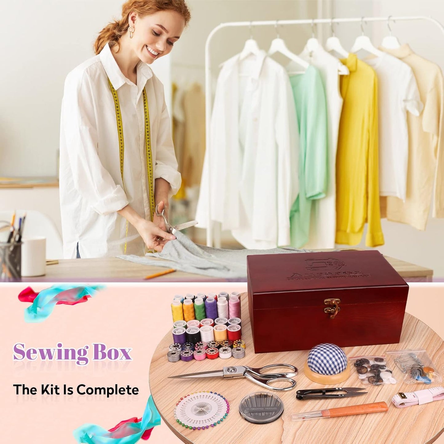 Skiennix Handheld Sewing Machine - Mini Portable Cordless Design with 153-Piece Sewing Kit | Ideal for Home Repairs & Beginners