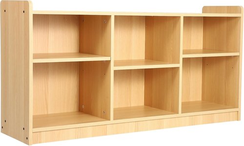 Garvee Montessori Shelf - 6 Compartment Toy & Book Organizer with Adjustable Dividers | Natural Finish for Kids' Playrooms