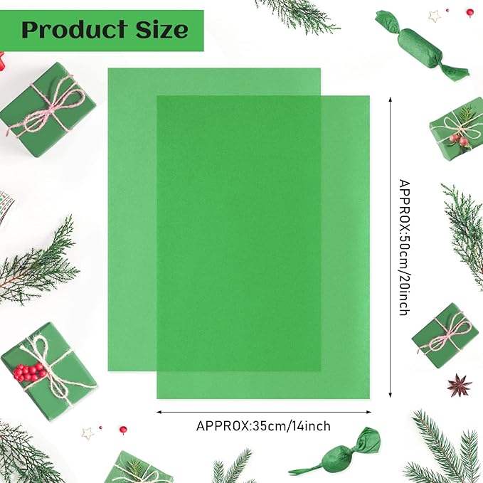 NEBURORA 120 Sheets Green Tissue Paper - 14 x 20 Inches, Christmas Wrapping Tissue Paper Bulk Wrap Paper Sheets for Gift Bags, Packaging, Floral Filler, Birthday, Wedding, St. Patrick's Decor