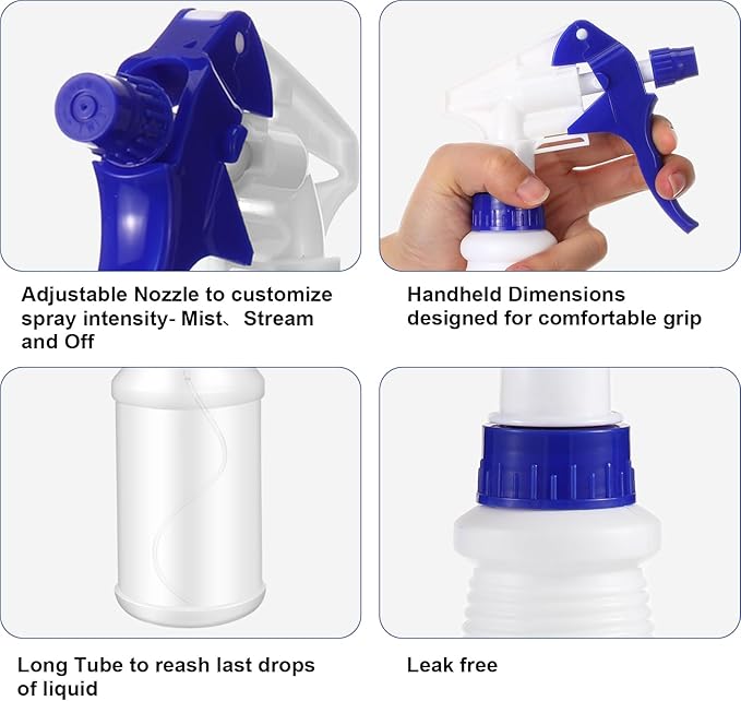 Rtteri 24 Pcs 16 Oz Plastic Spray Bottle for Cleaning Solutions Bulk Empty and Reusable Leak Proof Spraying Bottles for Cleaning, Water, Auto Details, Commercial, Bathroom(Multi Color)