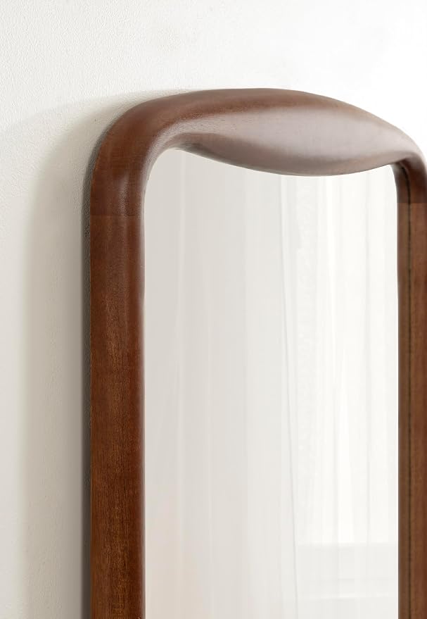 Kate and Laurel Hera Modern Rounded Rectangle Wall Mirror, 24 x 36, Walnut Brown, Decorative Mid-Century Rectangular Wall Decor for Use as Bathroom Mirror for Over Sink or Entryway Decor Piece