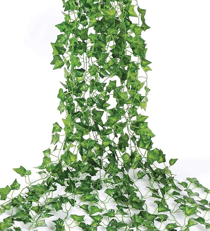 84 Feet Artificial Ivy Leaf Plants Fake Vine Hanging Garland Greenery Foliage for Home Kitchen Garden Office Wedding Wall Decor (Ivy/12 Strands)