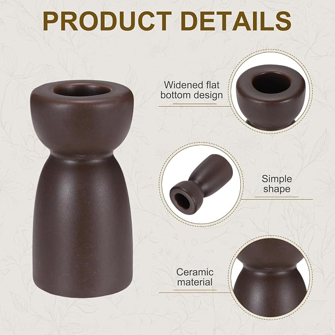 uxcell 2 Pack Candlestick Holder Black Brown Ceramic Taper Candle Holder Candle Stand Holders Modern Style Decoration for Centerpiece Tabletops Anniversary
