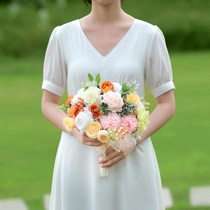 Artificial Flowers Combo, Fake Flowers for DIY Tables Centerpieces Baby Shower Bridal Shower Wedding Bouquet Arrangements Party Candle Holder Cake Decor Flower Home Decorations