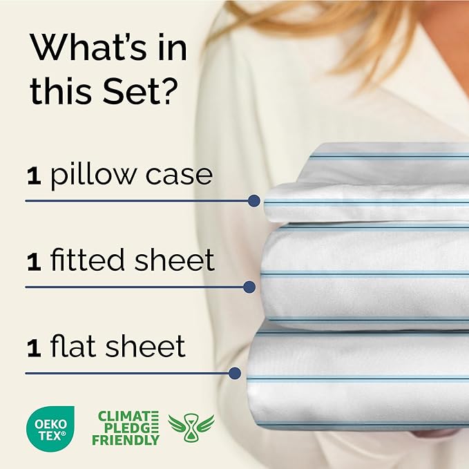 Striped Sheets - Blue & White Striped Sheets - 1 Flat & 1 Fitted & 1 Pillowcase w/ Deep Pockets – Wrinkle & Fade Free- Soft, Breathable and Cooling - Twin XL Size Bed Set – Luxury Pinstripe Bed Set