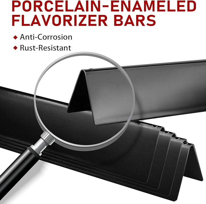 GasSaf 21.5 Flavorizer Bars 7534 for Weber Spirit 200, E/S200 E/S-210, Spirit 500, Genesis Silver A with Side 2-Burner Grills, 5-Pack Black Porcelain Steel Flavor Bars for Weber 7535 65902 Grill Parts