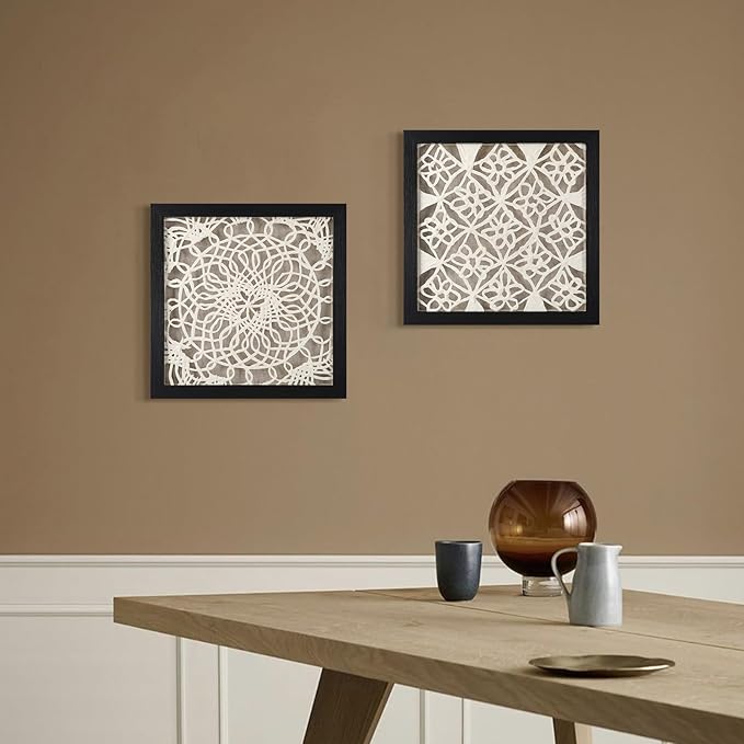 FOLKOR Black and White Framed Wall Art for Living Room, 12" Boho Home Decor Abstract Mandala Artwork, Handmade Rice Paper Shadow Box Art Accent for Housewarming Wedding Gift