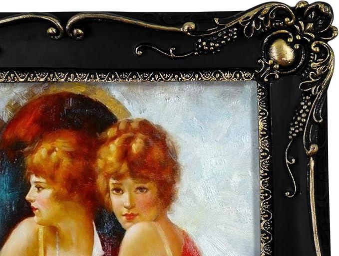 SIMON'S SHOP Black Wall and Table-top Picture Frames 8x10, Vintage 8x10 Picture Frame with Glass Cover, Antique Gothic Style Photo Frame