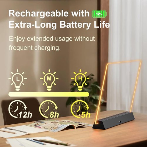 LED Note Board - Rechargeable 17-Inch Doodle Glow Light Up Desk Sign | 9 Modes for Home, Office & Classroom Decor