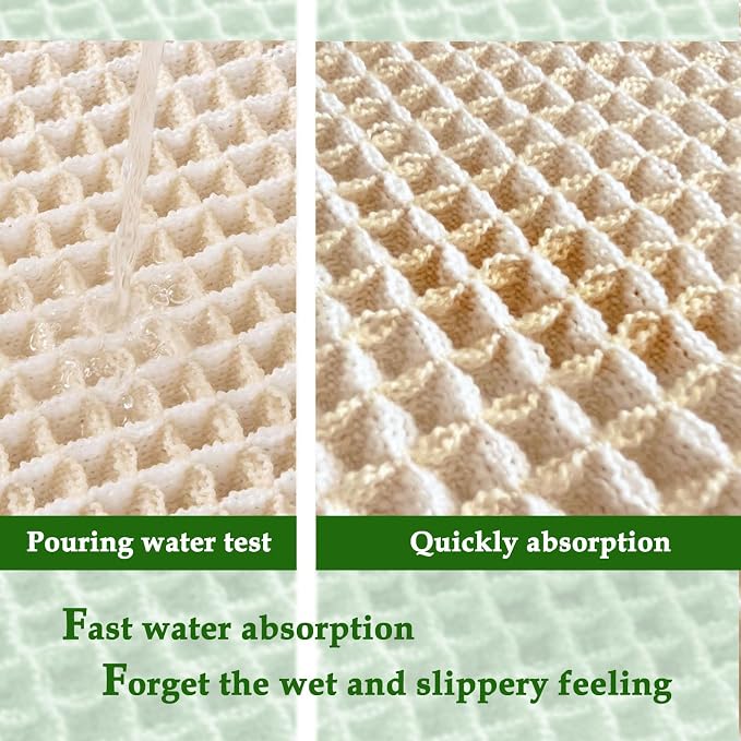 ZALL Beige Waffle Bath Mat,Super Absorbent Non Slip Long Bathroom Runner Rug,Cream 24X72inch,Machine Washable Ultra Soft Floor Mats