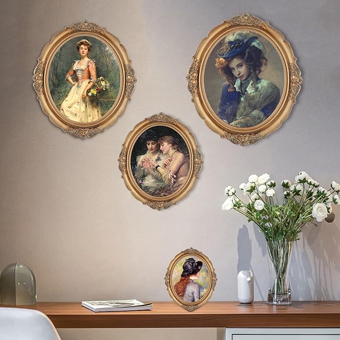 SIMON'S SHOP Oval Frame 11x14, Gold Picture Frames 11 x 14 for Gallery Wall Display, Vintage Poster Frames, Rococo Style Wall Décor