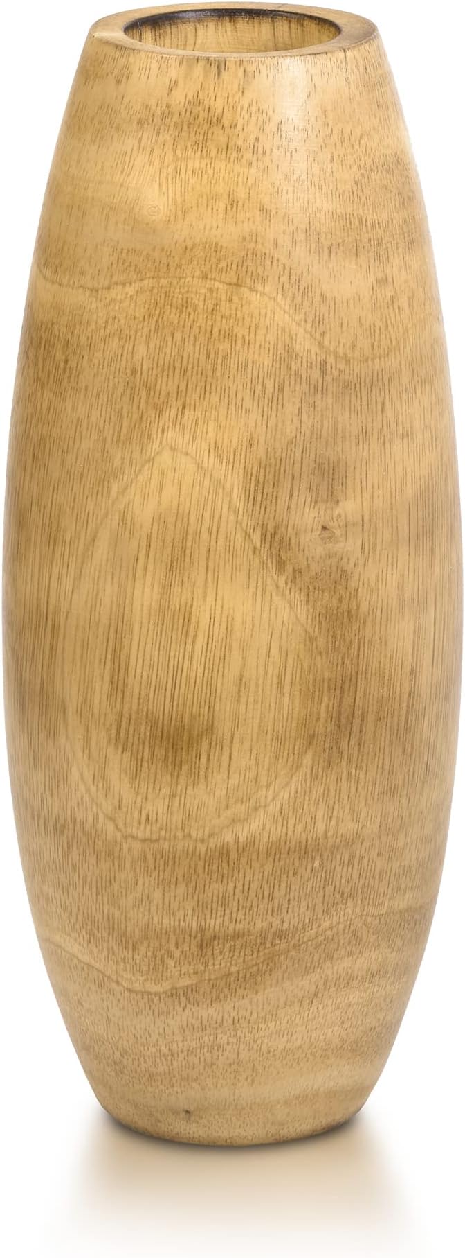 AeraVida 12-Inch Handcrafted Mango Wood Vase in Light Brown | Rustic Fall Flower Decor for Table or Entryway | Farmhouse Boho Accent for Dried Floral Arrangements