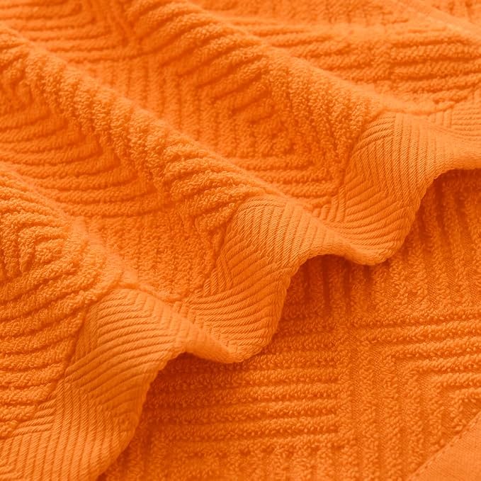 sense gnosis Super Soft Orange Hand Towels Terry Striped Weave Pattern Ultra Absorbent 100% Cotton Hand Towel for Bathroom Home Decorations 13 X 29 Inch, 2 Pieces