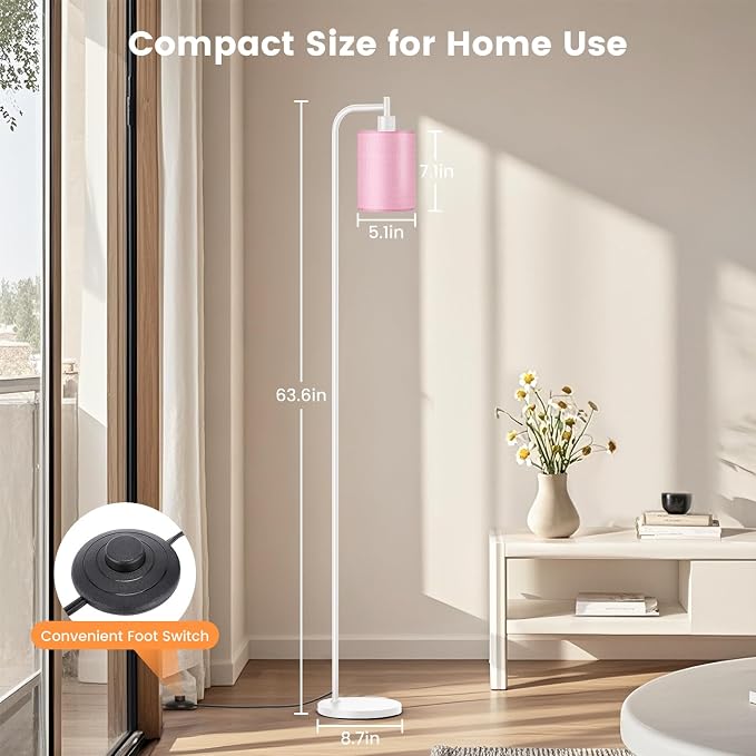 SIBRILLE Floor Lamp with Linen Shade, Dimmable Tall Standing Lamp with Remote Control & 3 Color Temperatures, Modern Floor Lamps for Living Room Bedroom Office Corner, 9W LED Bulb Included