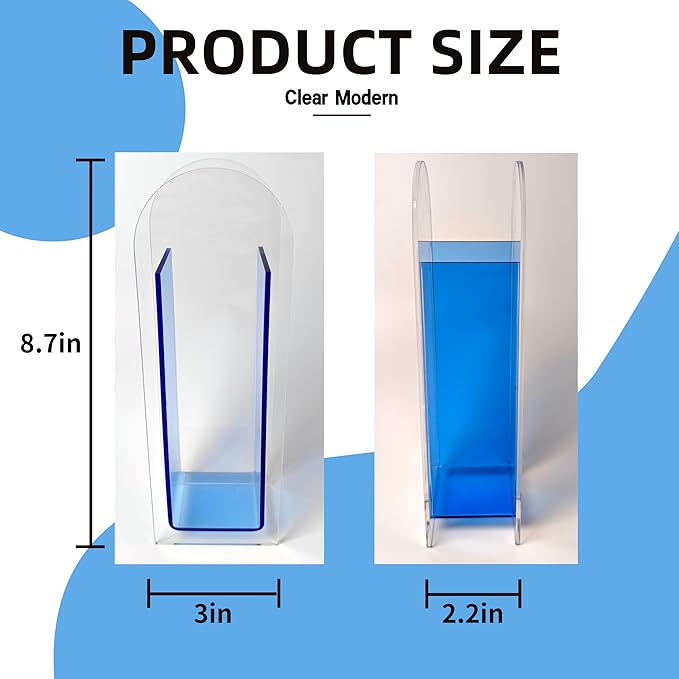 Acrylic Vase Creative Gifts Minimalist Design Wedding Centerpiece Home Office Decor Elegant Floral Display Stand(Not Including Flowers) (Semi-Blue, 1PCS)