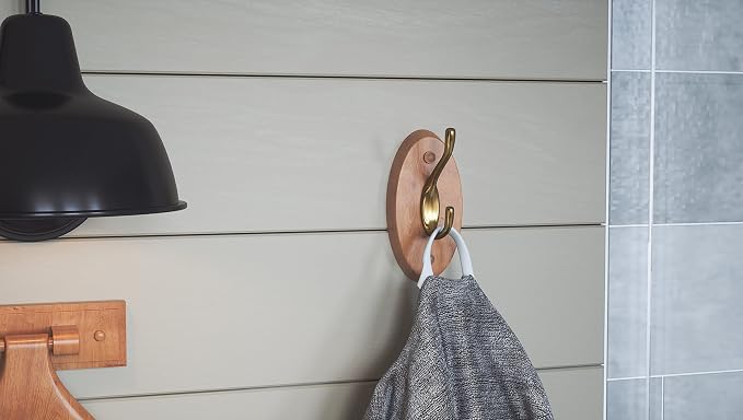 Design House 561217 Dalton Double Robe Hook, Wood Construction, Honey Oak Finish, One Size (Pack of 2)