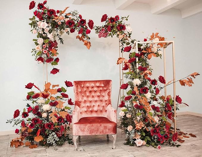 30 Heads 6 PCS Red Poppy Flowers Artificial Flowers Silk Flowers 32 in Poppy Flowers for Wedding Home Party Table Centerpiece Arrangement Decoration (Red)