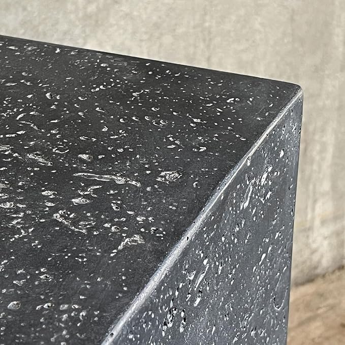 AMS Fireplace | Elementi Square Travertine Dark Gray 20 lbs Propane Tank Cover | Concrete GFRC Base | Dimensions: 15.7 x 15.7 x 20 inches | Perfectly Matches with Cannes Fire Pit Table.