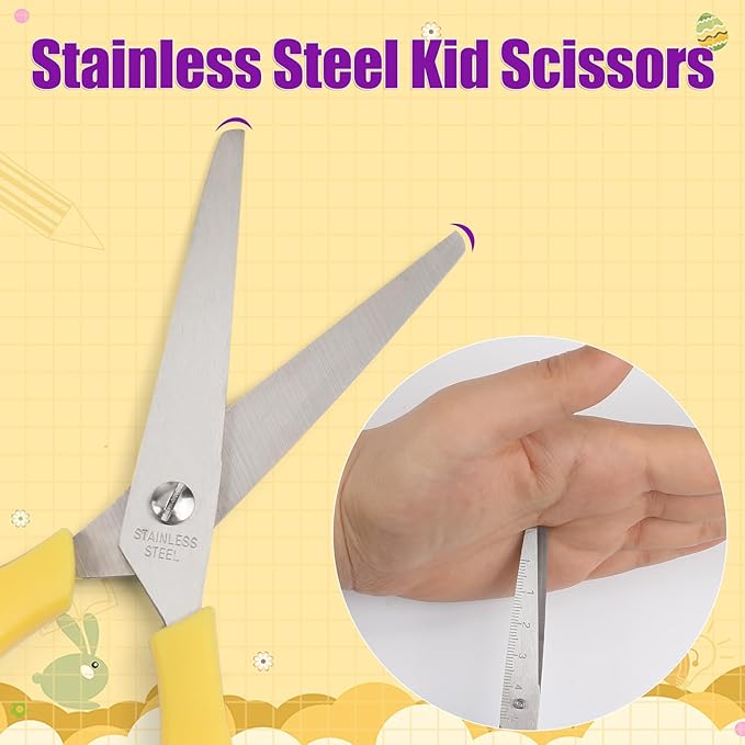 BURVAGY 24Pack 5.5" Safety Small School Kids Student Round Blunt Tip Craft Scissors Bulk, Stainless Steel Blades Comfort Grip Scissors for Kid Children Kindergarten Cutting Paper