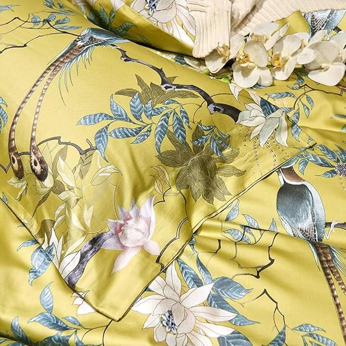 King Size Comforter Set Vintage Garden Floral Comforter Set Fluffy Soft Microfiber Boho Floral Bedding Comforter 3 Pieces Flower Birds Comforter Vintage Botanical Comforter King with 2 Pillowcases