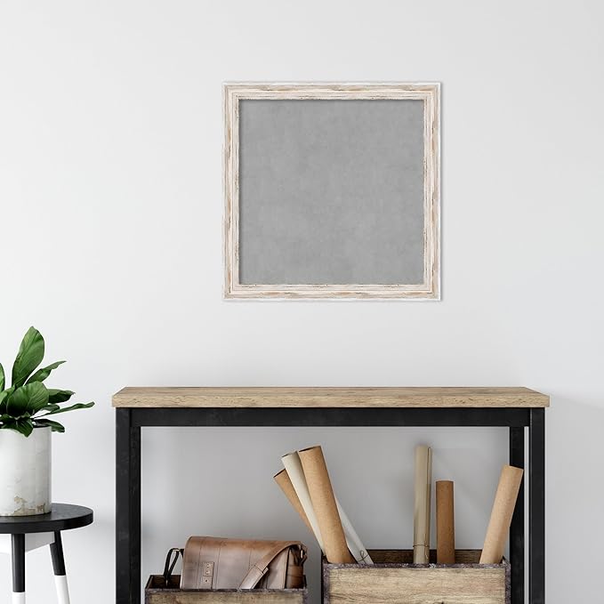 Amanti Art White Framed Magnetic Board 23x23 Medium Vision Board for use with Magnets, 100% Metal Sheet to Display Items as Office Decor or for Home Organization in mudroom, Kitchen or Kids Room