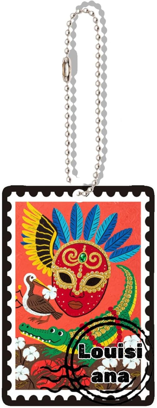 Louisiana Souvenirs Keychain - Fashion Forever Stamps Design with Key Ring - Unique Decorative Gift