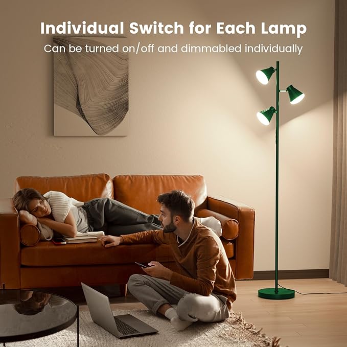 SIBRILLE 36W LED Tree Floor Lamp, Dimmable Tall Standing Lamp with Remote & Touch Control, 4 Color Temperatures Bright Floor Lamp, 3 Rotatable Light Modern Floor Lamps