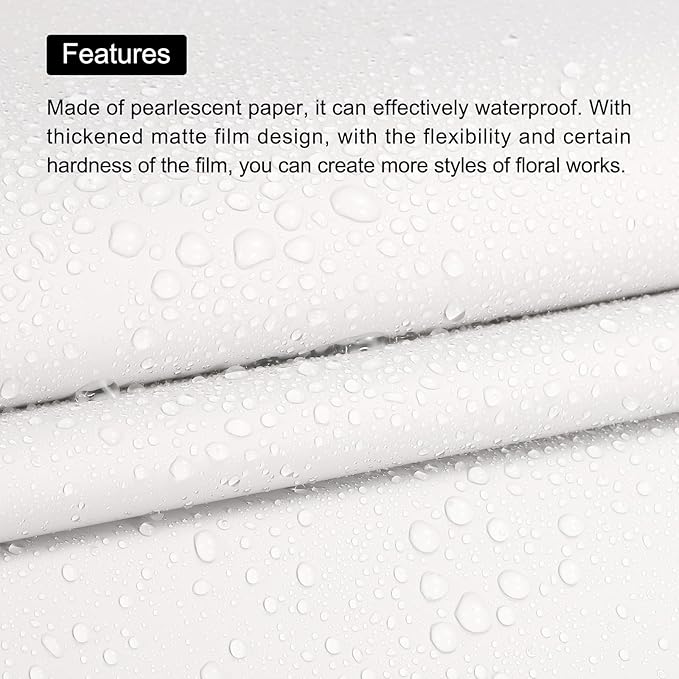 MECCANIXITY 20 Pcs Flower Wrapping Paper 22.8x22.8 Inch Waterproof Florists Wrapping Paper for Florist Bouquet Supplies, DIY Crafts, Gift/Gift Box Packaging White