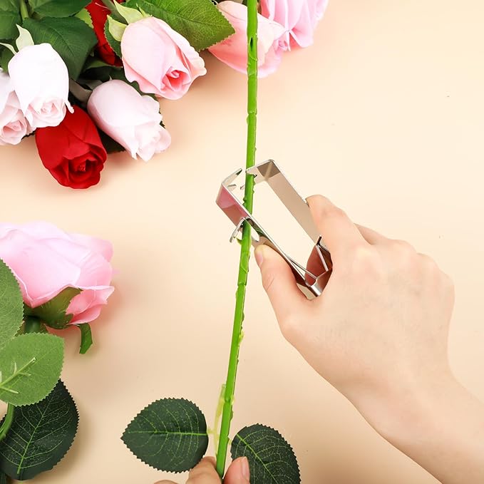 Gisafai Rose Thorn Stripper Tool Thorn Remover Leaf Stripping Tool Stem and Leaf Remover Metal Flower Stripper for Outdoor Gardening Flower Arrangement Florist Supplies(1 Pcs,Silver)