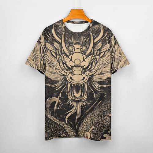 Skiennix 3D Dragon Printed T-Shirt - Men's Short Sleeve Casual Summer Top | Lightweight Art Design