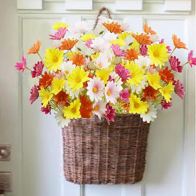 10 Pcs Artificial Daisy Flowers Bulk Artificial Flowers Wildflowers Silk Daisy Faux Gerbera Daisies Bouquet Spring Flowers for Outdoor Indoor Wedding Table Centerpiece Floral Arrangements Decor