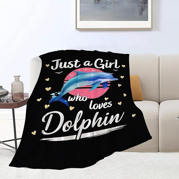 Dolphin Blanket for Girls Ocean Throw Blanket Sea Animal Soft Cozy Fleece Fuzzy Stuffed Plush Flannel Gifts for Women Kids Adults 60"X80"