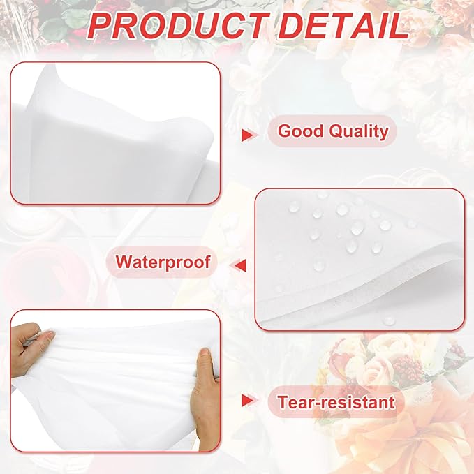 PATIKIL Flower Wrapping Paper 29.5 Ft x 22.8 Inch, Cotton Wrapping Flower Paper Tissue Paper for Flower Bouquet Gift Wrapping Valentine's Day Graduation Gift Floral Wrap, White
