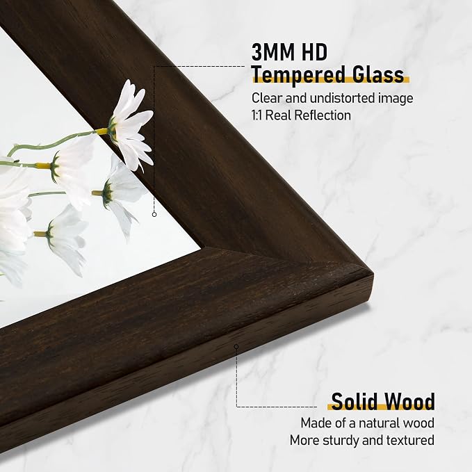 CULER Rustic Wood Wall Mirror for Bathroom,Rectangle 24 x 36 inch Hanging Black Mirrors with Wooden Frame for Living Room,Bedroom,Entryway(Dark Walnut)
